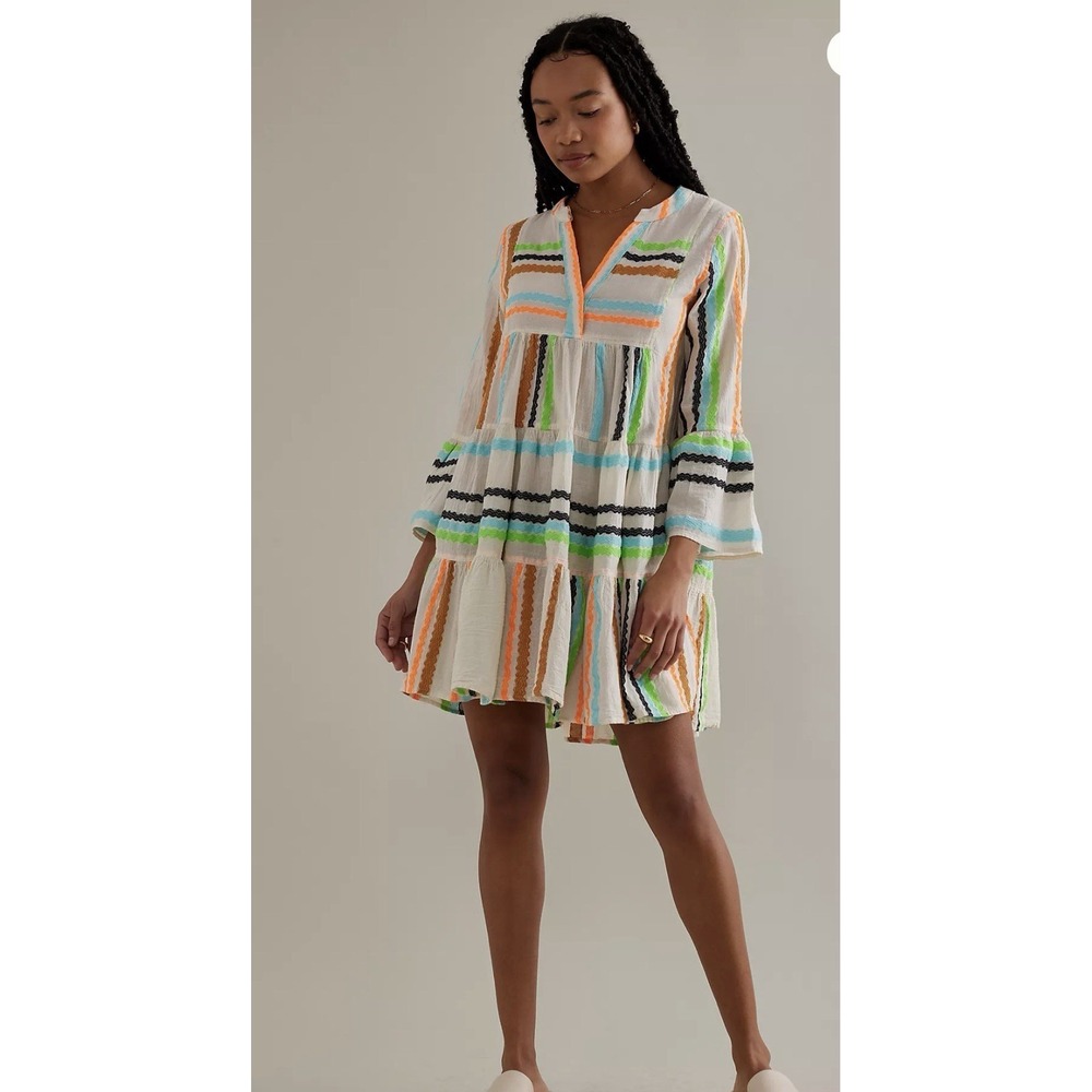 Devotion Twins Ella Tunic in Off-White Color A-line Tiered Mini Dress S